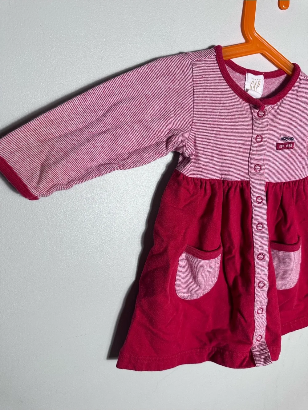 Vintage 90s GAP Striped Baby Dress with Button Front